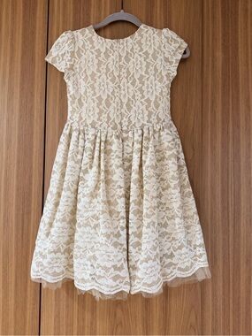 Halabaloo girls Cream and gold Lace A-Line Party Dress